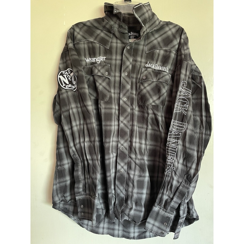 Wrangler Jack Daniels Old No. 7 Shirt Mens XL Paid Button Up Long Sleeve